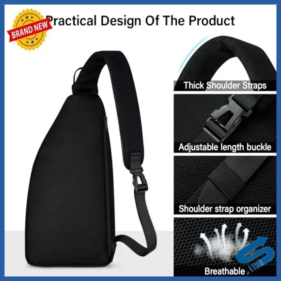 Canvas Crossbody Bag Fits 11" Tablet Adjustable Strap Multi-Pocket Travel - Picture 6 of 7